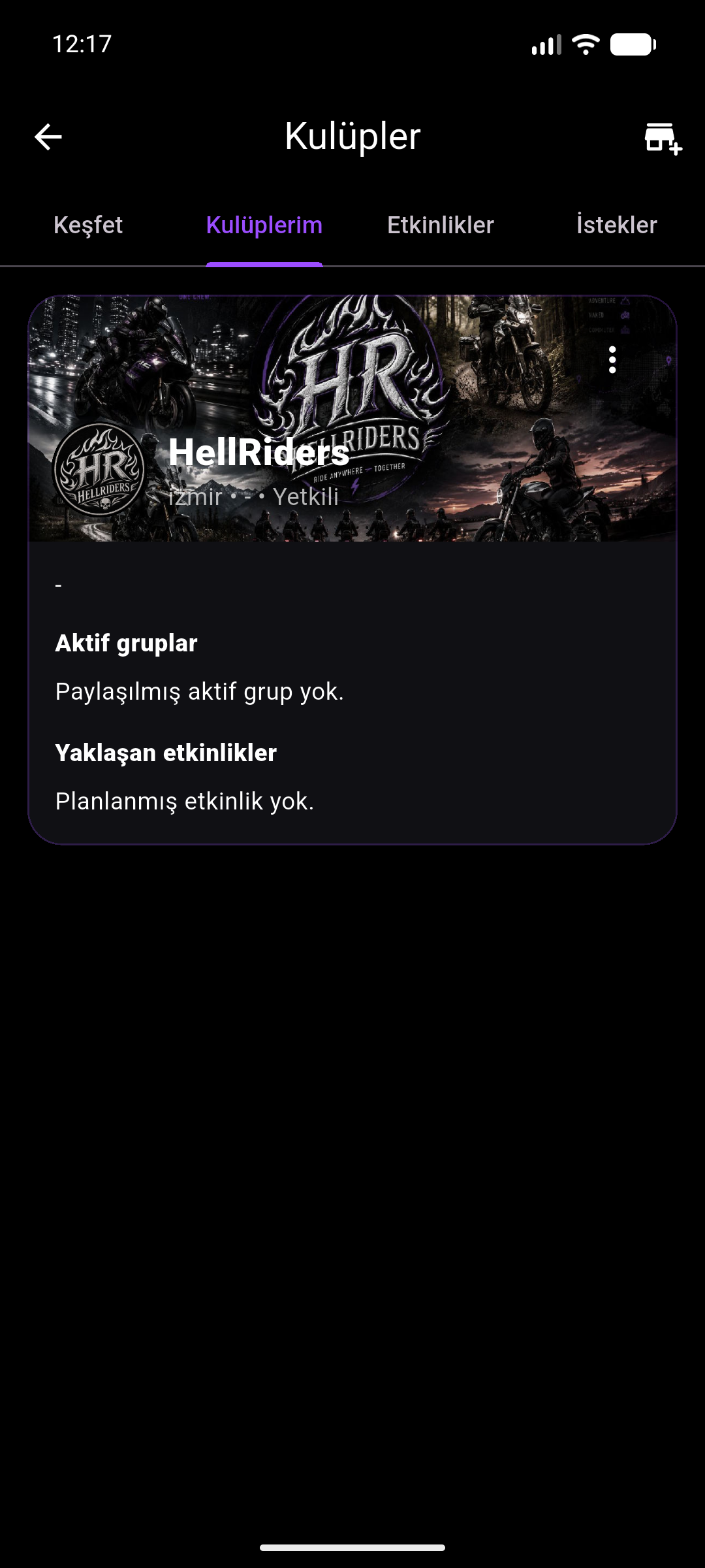 MotoLife güncel kulüpler ekranı