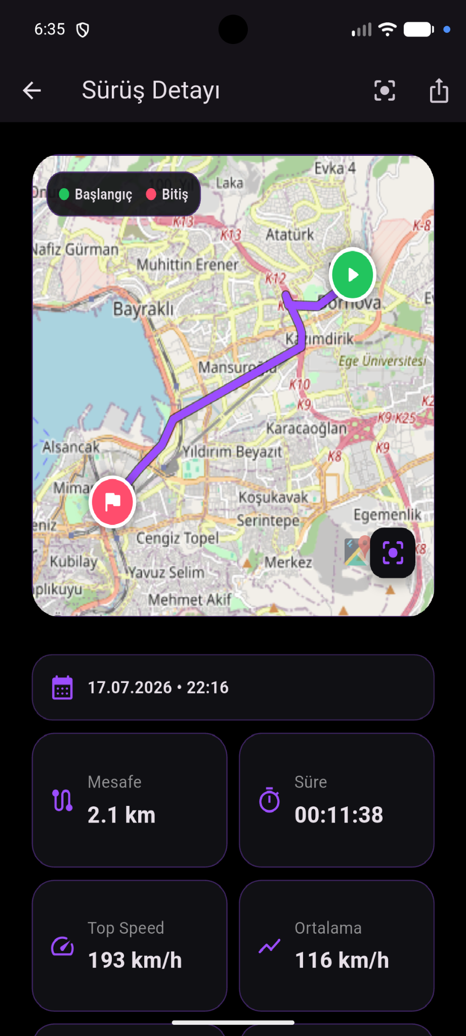 MotoLife sürüş rota haritası